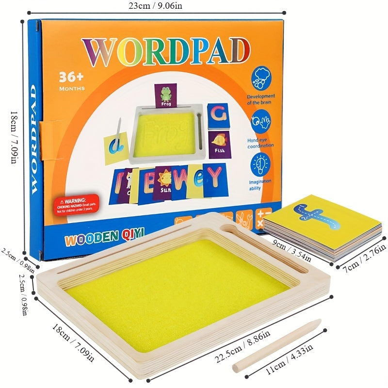 Wooden Sand Drawing Board - Early Learning Toy for Alphabet & Number Recognition