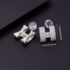 Micro Zirconia H Letter Earrings Men's Ear Stud Jewelry