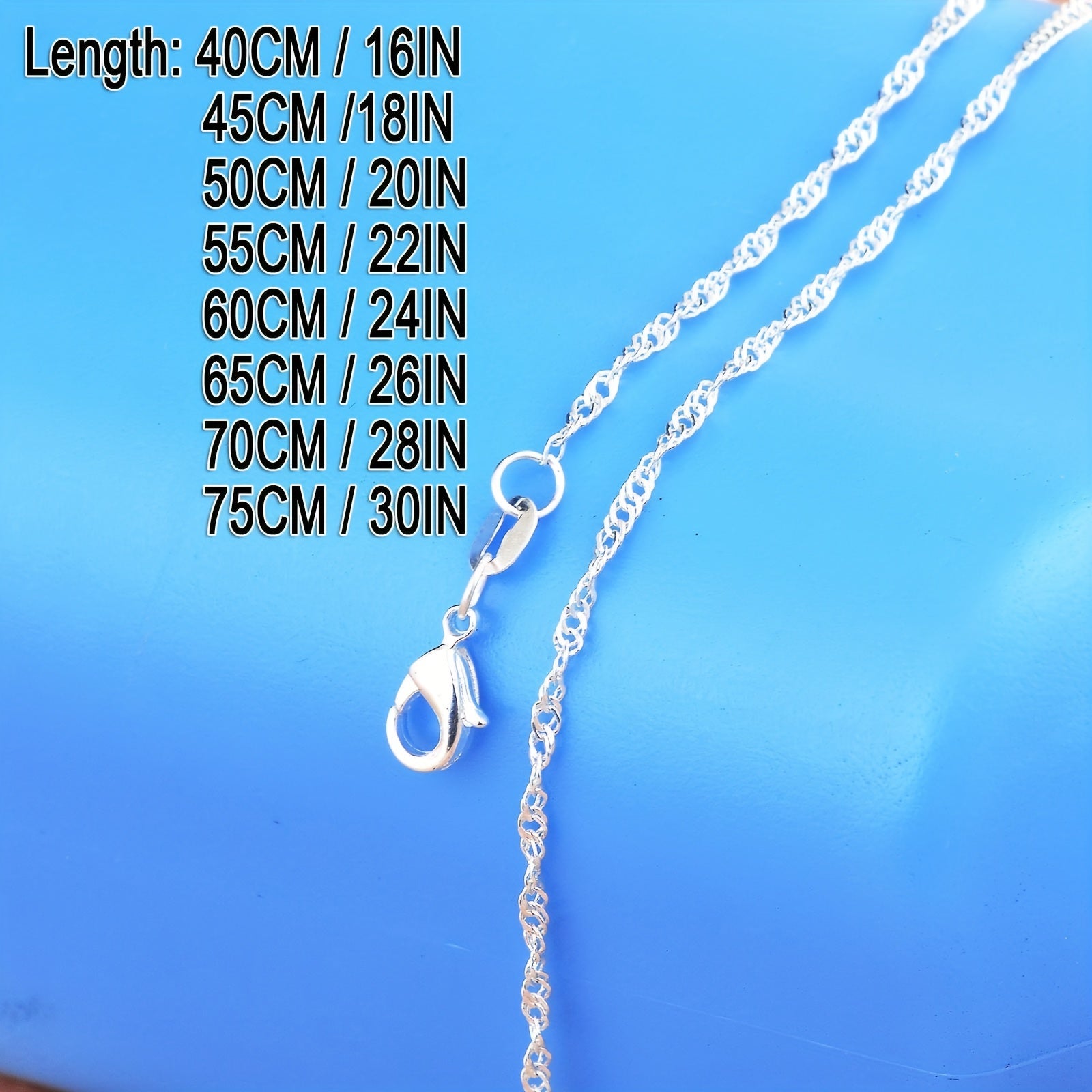 40cm Silver Plated Necklace Water Wave Chain