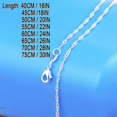40cm Silver Plated Necklace Water Wave Chain