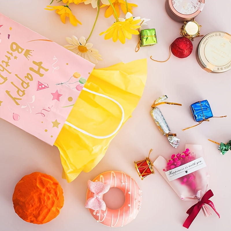 Foldable Paper Bag 12pcs Set Birthday Gift Bags Party Favor Candy Packaging Bag