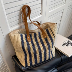 Striped Tote Bag Large Capacity Shoulder Bag