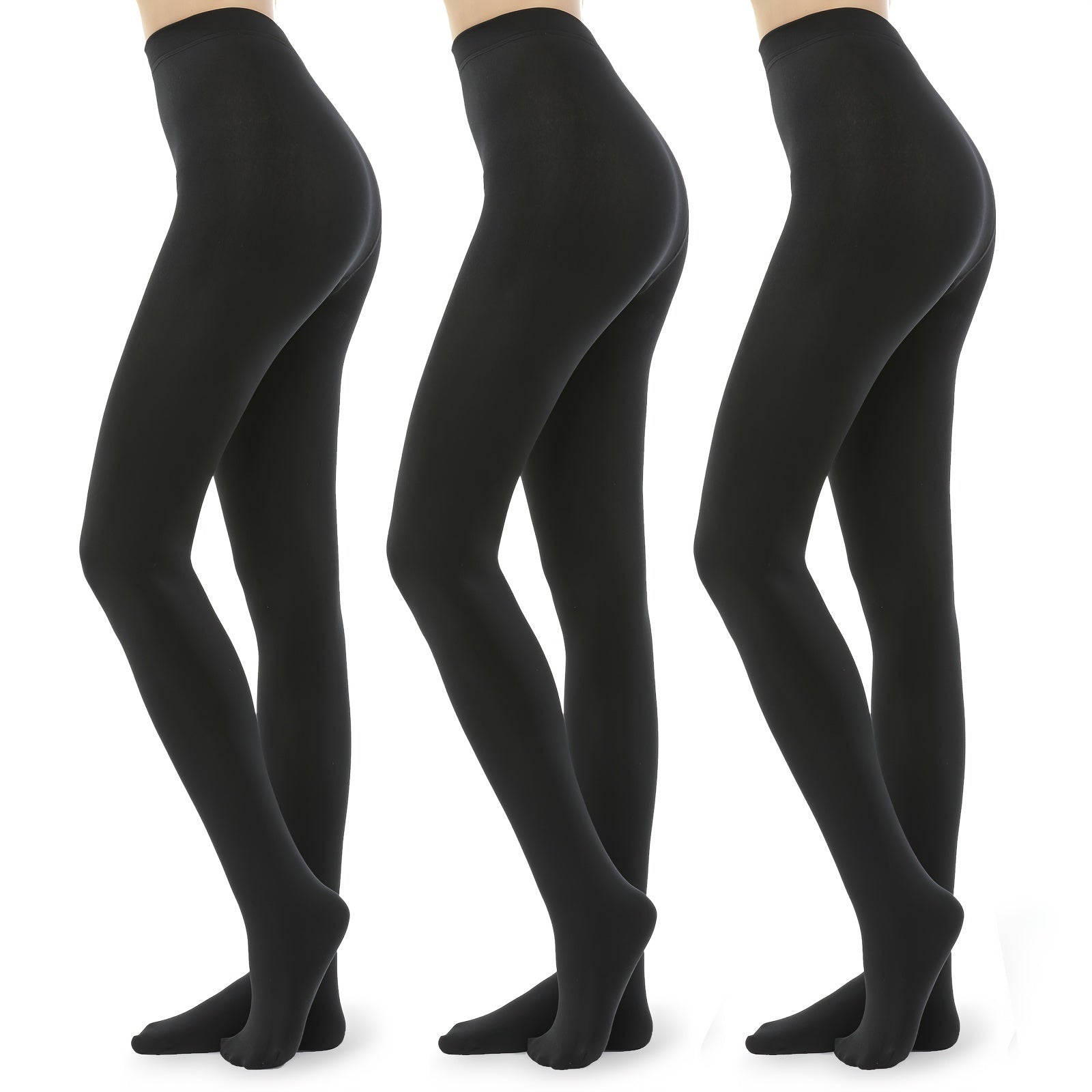 3 Pairs Plush Lined Tights High Waist Thermal Leggings Women's Stockings