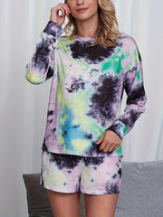 Tie Dye Lounge Set Long Sleeve Top & Shorts