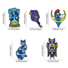 Starry Cat Moon Girl Hourglass Diver Double Head Bird Brooch