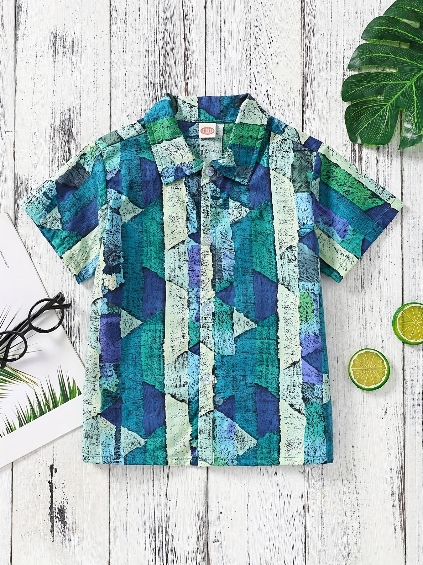 Boys Block Shirt for Beach Vacation