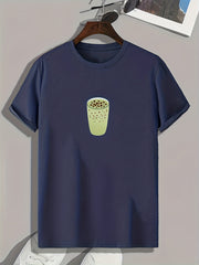 Men's Drink Print Comfy T Shirt for Summer