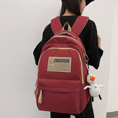 Letter Patched Zipper Backpack Large Capacity School Bag