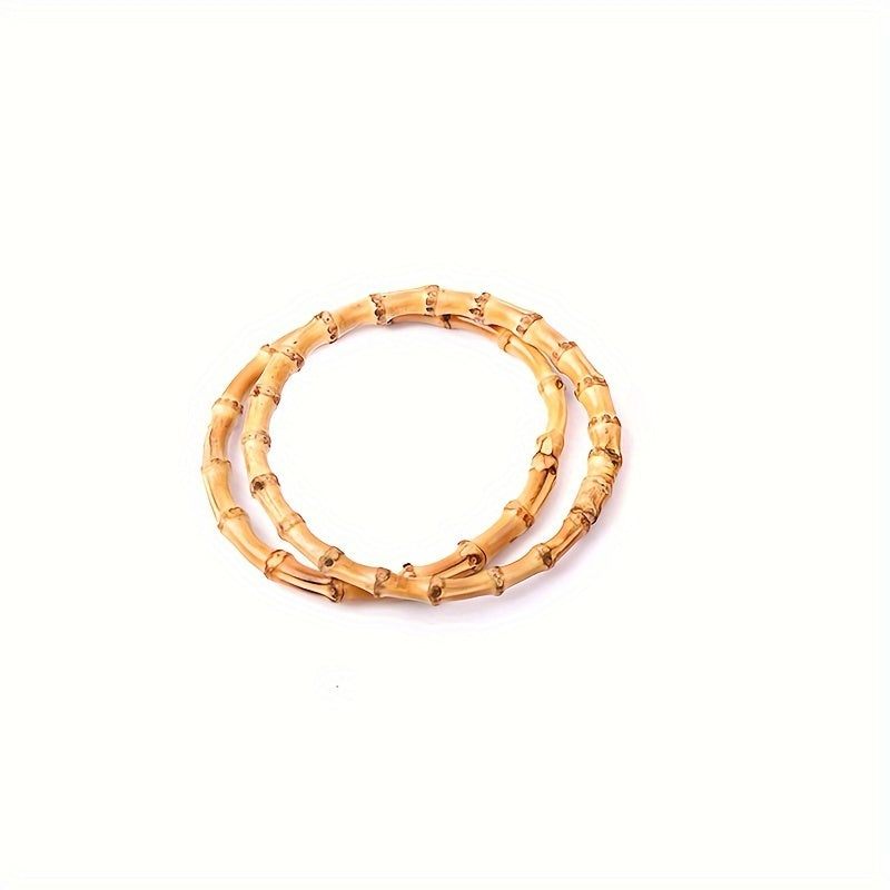 1pc Bamboo Handle Diy Bag Material Wooden Bamboo Ring Bamboo Bag Handle
