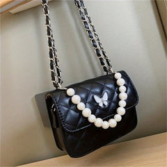 Faux Pearl Small Square Messenger Bag