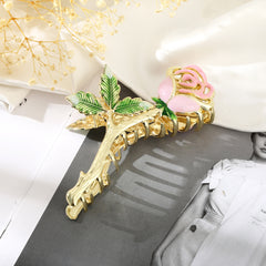 Pink Roses And Green Leaves Hair Clips Women's Hair Accessories