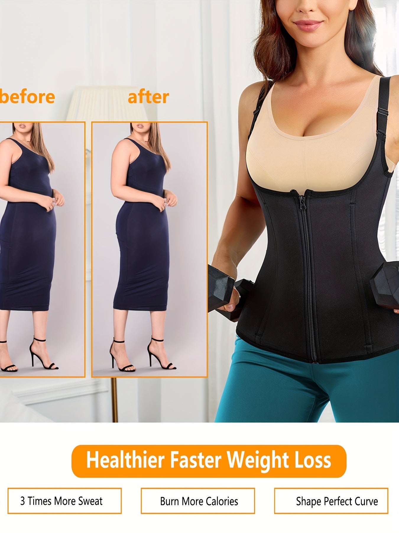 Zipper Shaping Tank Top Waist Trainer Tummy Control Slimmer