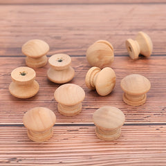 10pcs Wooden Mushroom Door Pull Round Knobs