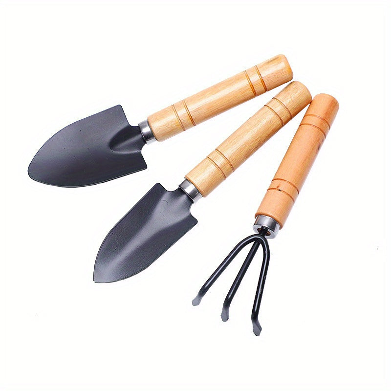 3pcs Gardening Tools Set Wooden Handle Shovel for Flowers Vegetables