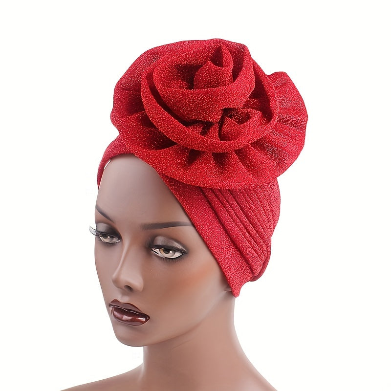 Glitter Turban Cap Head Wrap Solid Bandana Beanie Casual Hijab Head Scarves