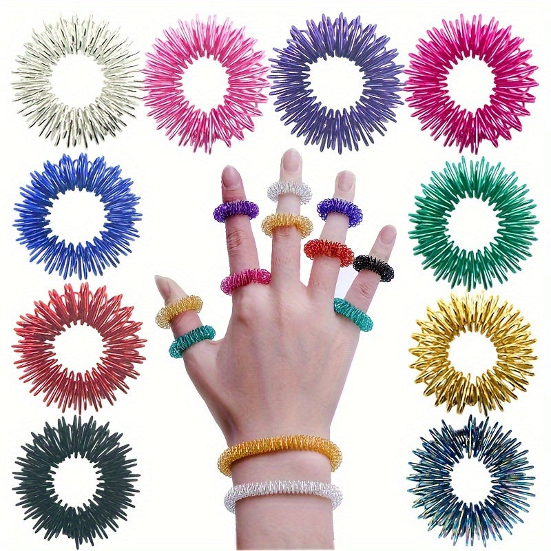 10Pcs Finger Massager Ring Spring Fingertip Massage Toy