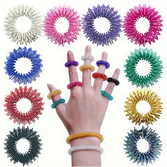 10Pcs Finger Massager Ring Spring Fingertip Massage Toy