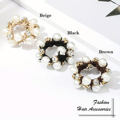 Pearl Brimmed Hair Tie Glitter Rhinestone Hair Rope Scrunchies