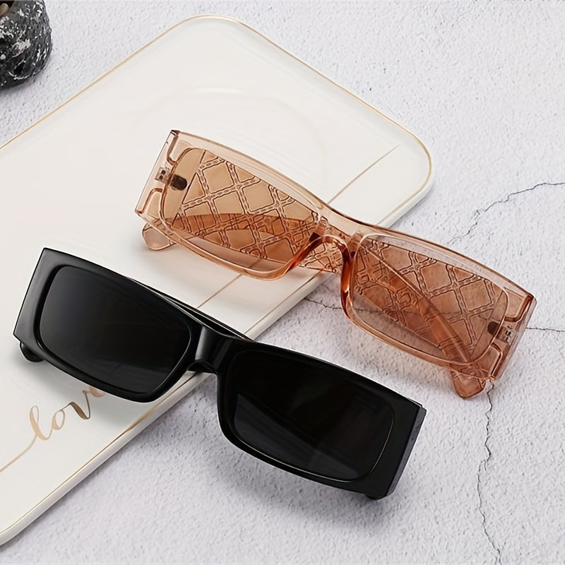 Square Frame Futuristic Sunglasses Wide Temple Cyber Punk Style
