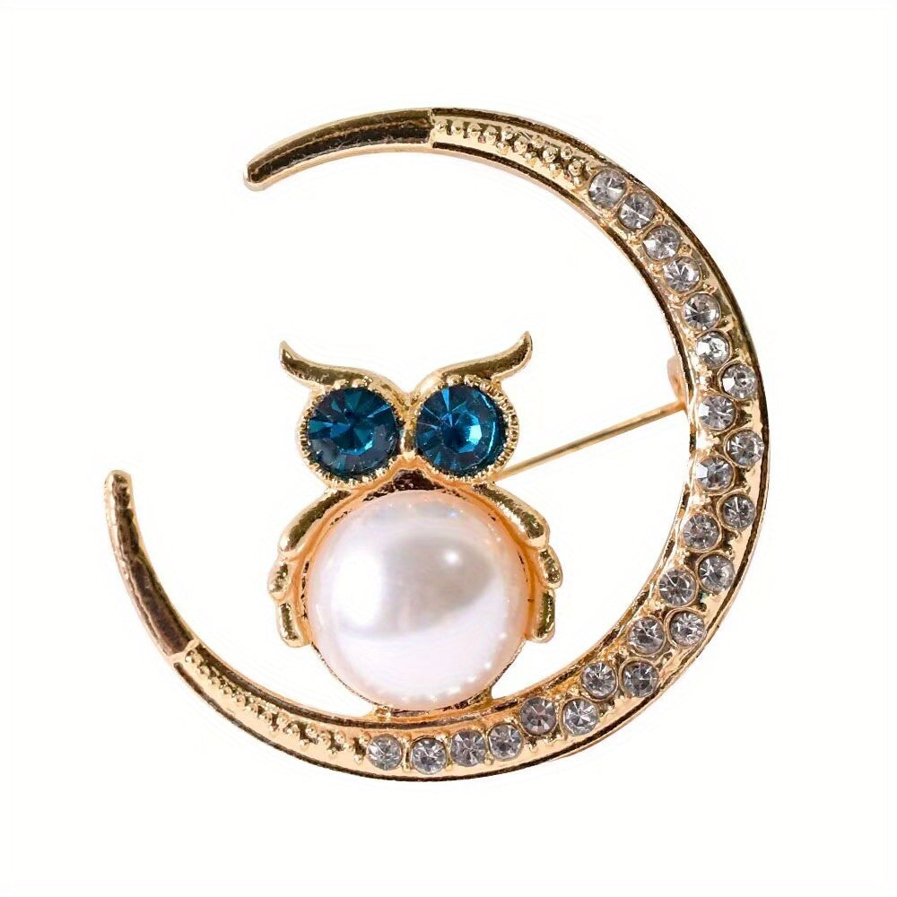 Cat Brooches Crystal Moon Stone Animal Pin