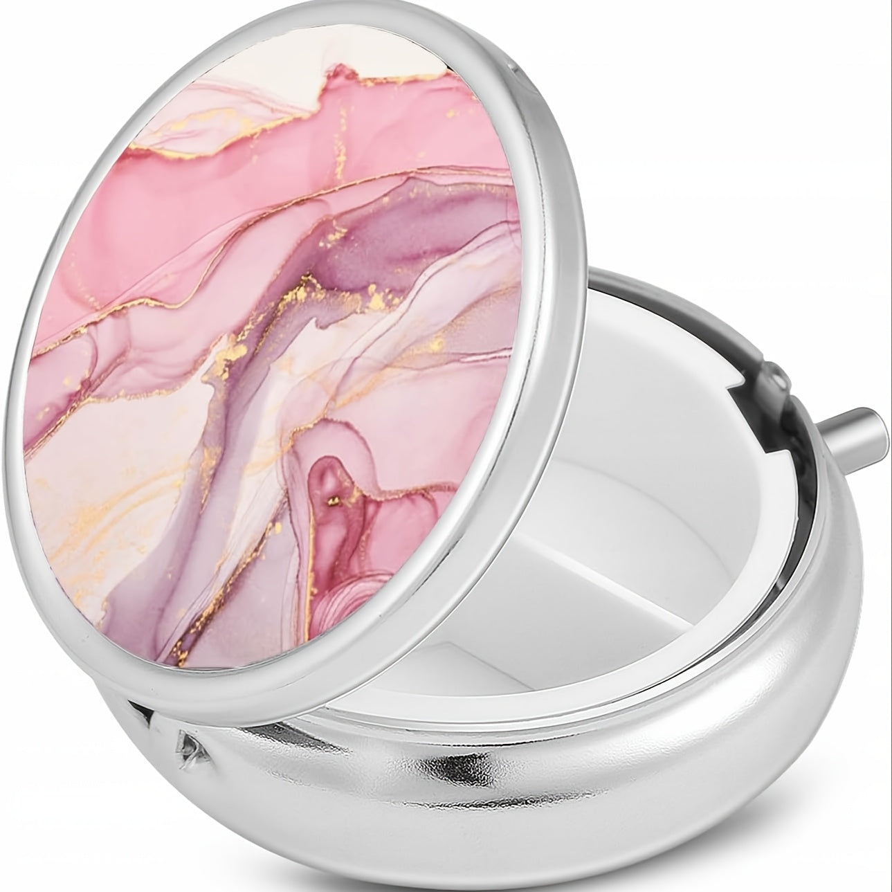 Customizable 3 Compartment Pill Organizer Metal Travel Medicine Case