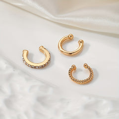 3-Piece Rhinestone Ear Cuff Set Sexy Style Alloy Jewelry