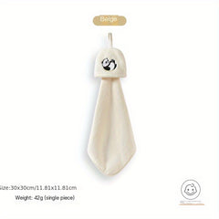 Panda Pattern Hanging Towel Coral Fleece Absorbent Soft Towel