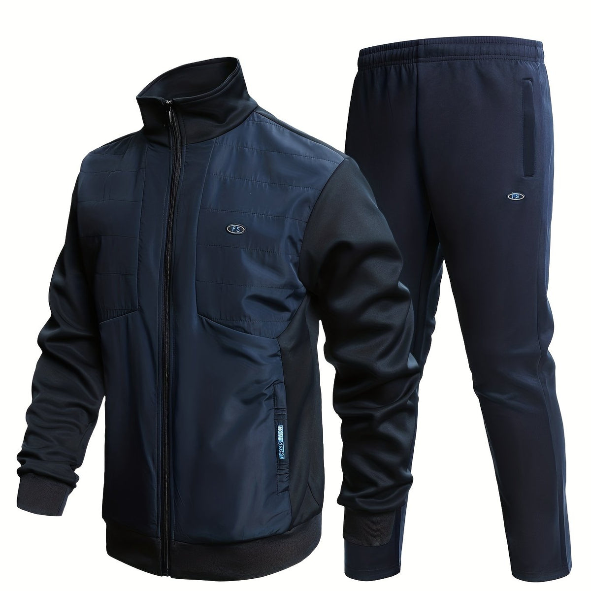 Men's Sports Suit Stand Collar Jacket & Stretch Pants