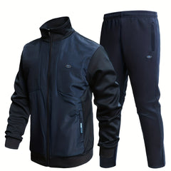 Men's Sports Suit Stand Collar Jacket & Stretch Pants