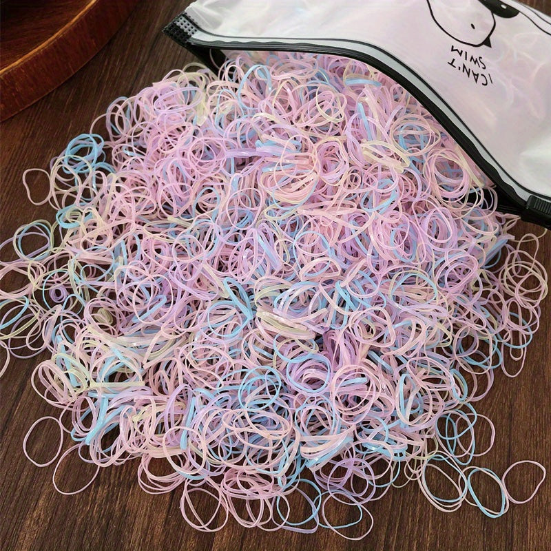 1000 Mini PU Rubber Bands Hair Ties Accessories