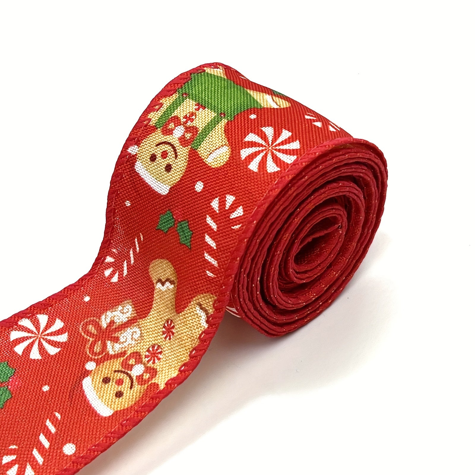 Gingerbread & Candy Cane Snowman Christmas Ribbon