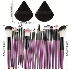 Professional Makeup Brushes Set with Triangle Puffs - 22pcs
