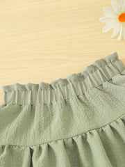 Girls Green Ruffled Elastic Waist Princess Skirt