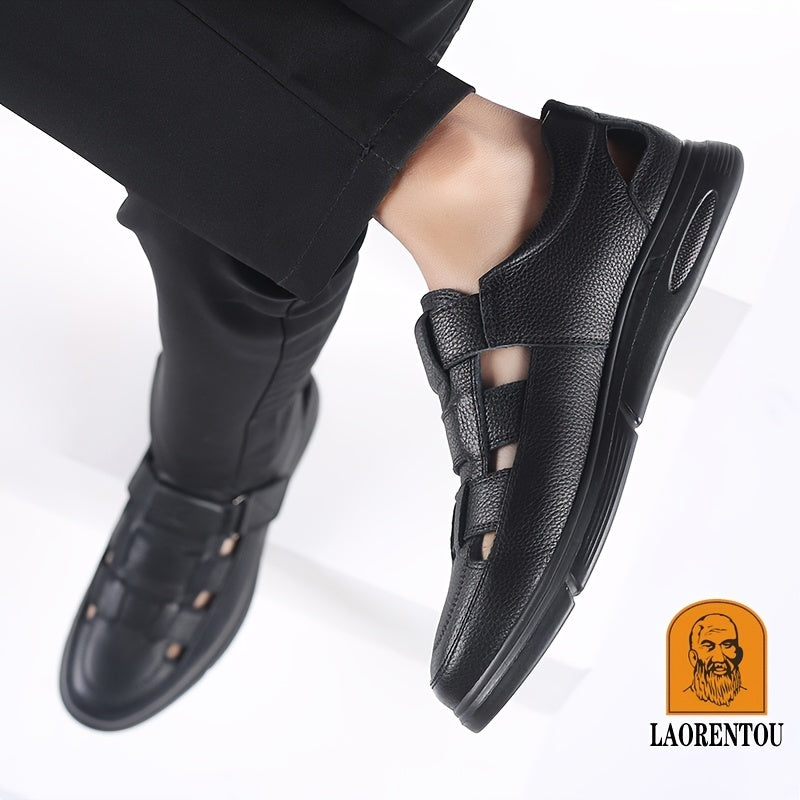 Men Leather Breathable Hollow Out Sandals Non Slip Summer Shoes