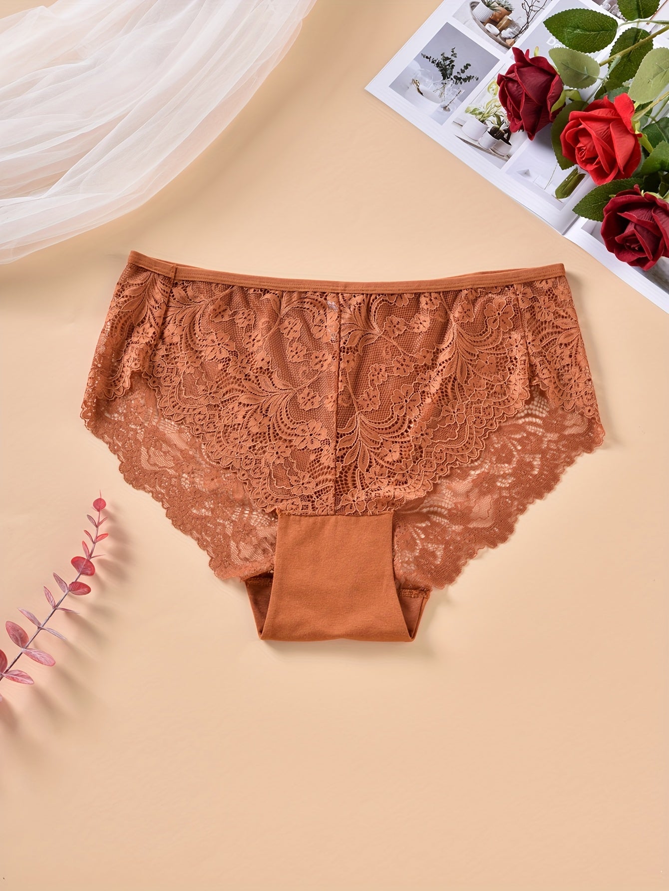 Women's Lace Full Brief Panty Soft Breathable Medium Stretch