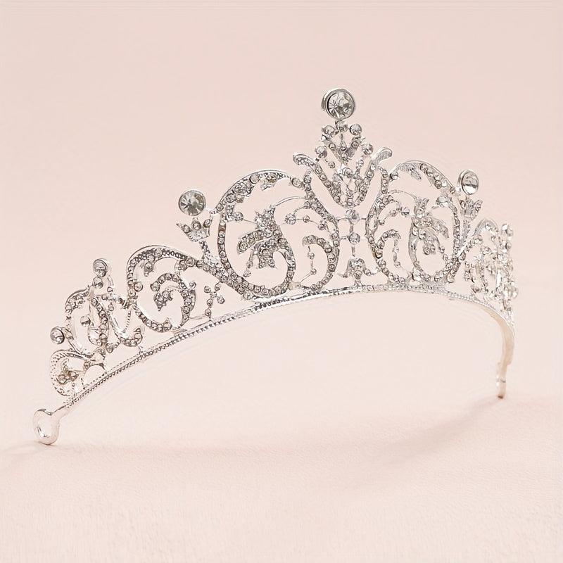 Baroque Style Rhinestone Crown Tiara Wedding Bridal Hair Accessory