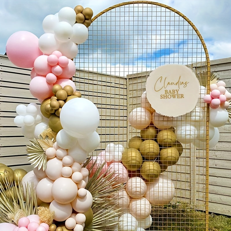 Double Cream Peach Maca Pink Golden Balloon Garland Arch Set