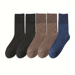 5 Pairs Warm Plush Crew Socks, Coldproof & Thickened, Home & Sports Use