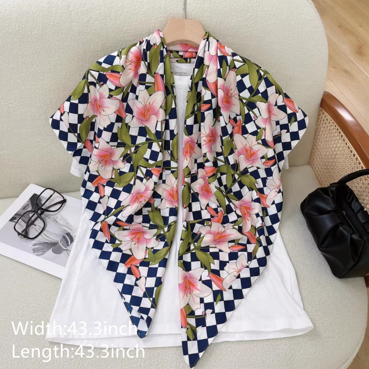 Colorful Plaid Print Large Square Scarf Retro Warm Shawl