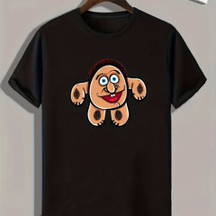 Funny Cartoon Pattern Print Men's Comfy Sports T-shirt