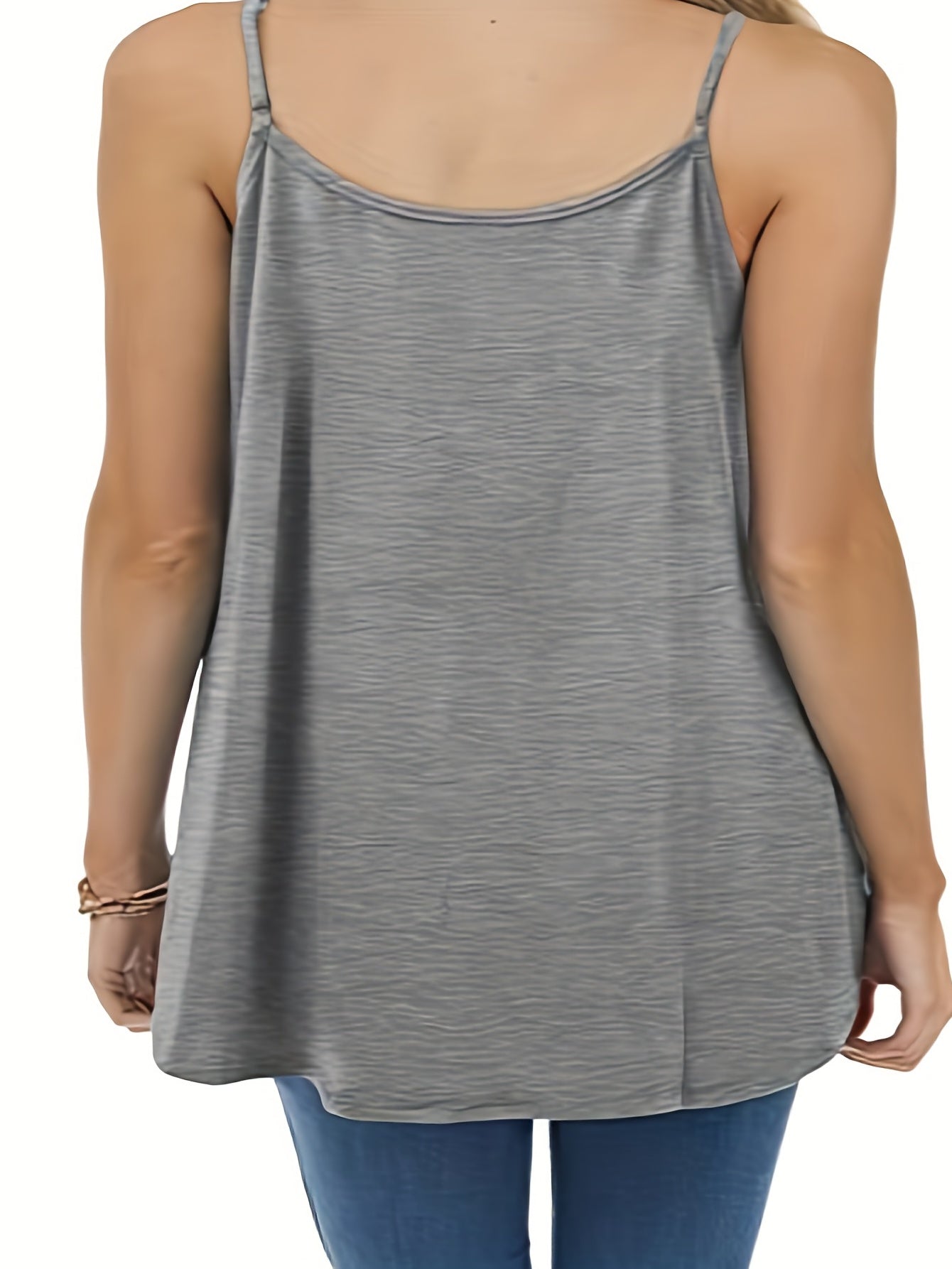  Casual Cami Top Women's Plus Plain Ruched Round Neck Medium Stretch