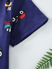Boys Car Print T-shirt & Shorts Set for Summer
