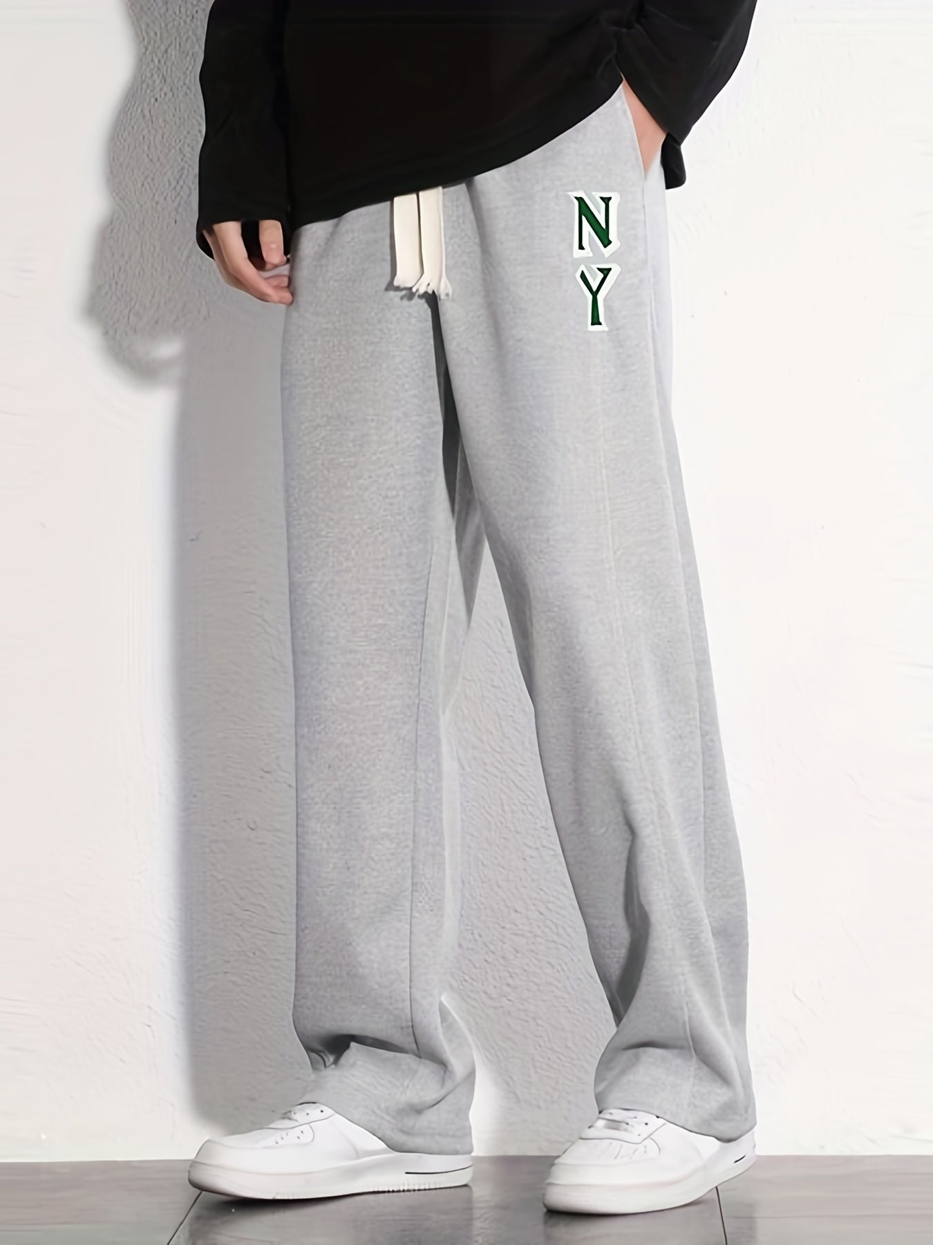 Men's Letter Print Joggers Casual Loose Fit Drawstring Pants