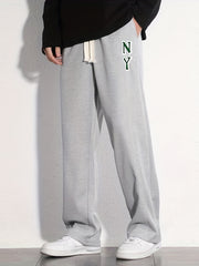 Men's Letter Print Joggers Casual Loose Fit Drawstring Pants