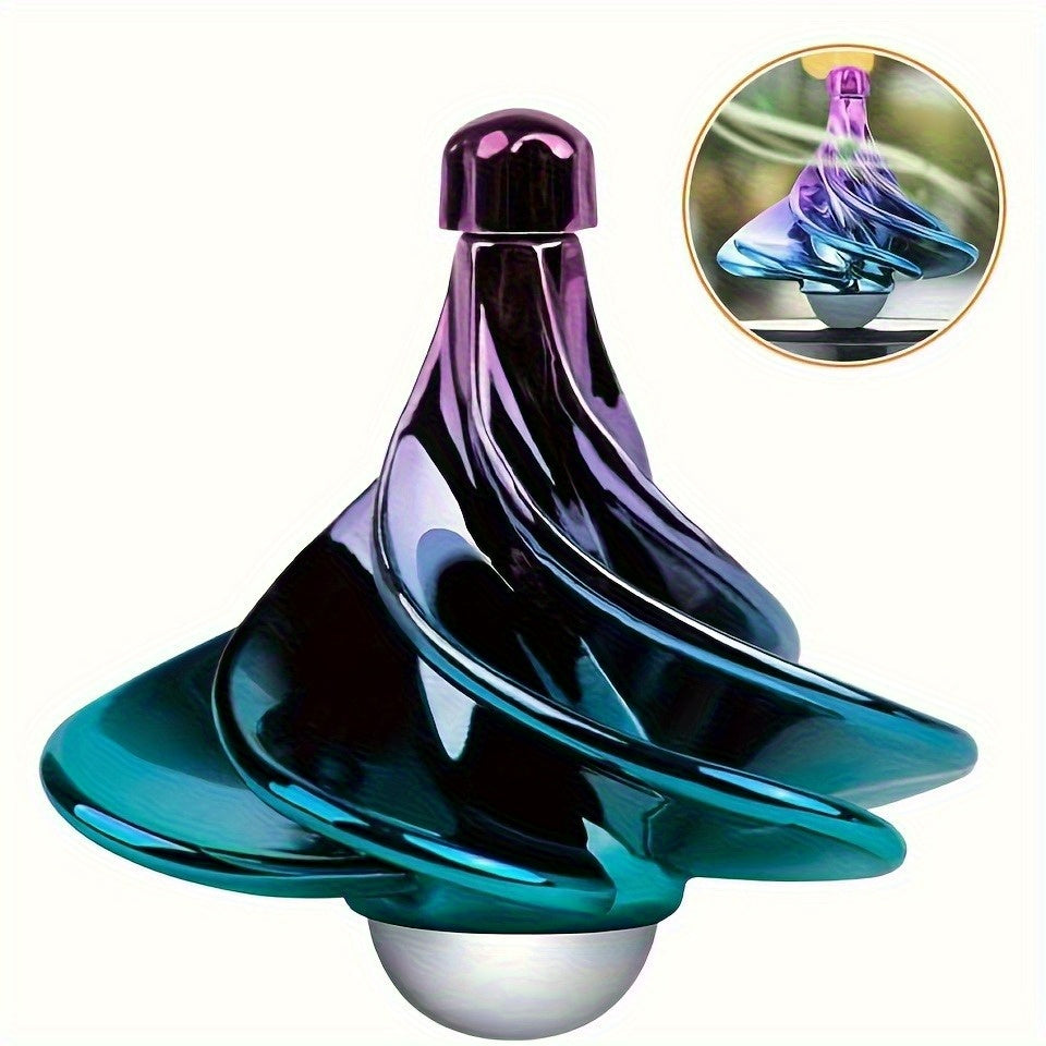 Vibrant Wind Powered Spinning Desk Ornament - Golden/Purple