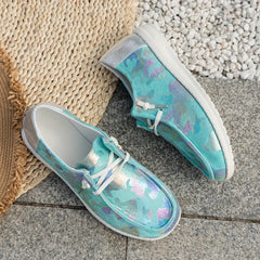 Women's Sequins Pattern Slip On Canvas Shoes Lightweight Round Toe Non Slip