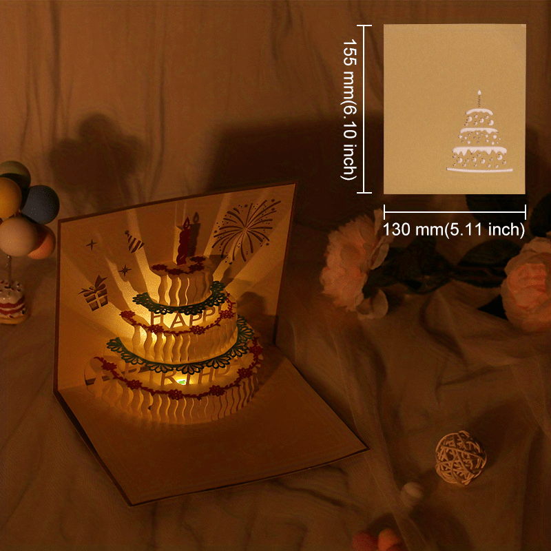 3D Birthday Music Greeting Card Hand Carved Perfect Gift for Holidays