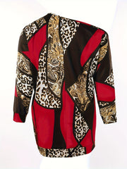  Colorblock Leopard Print Off Shoulder Dress