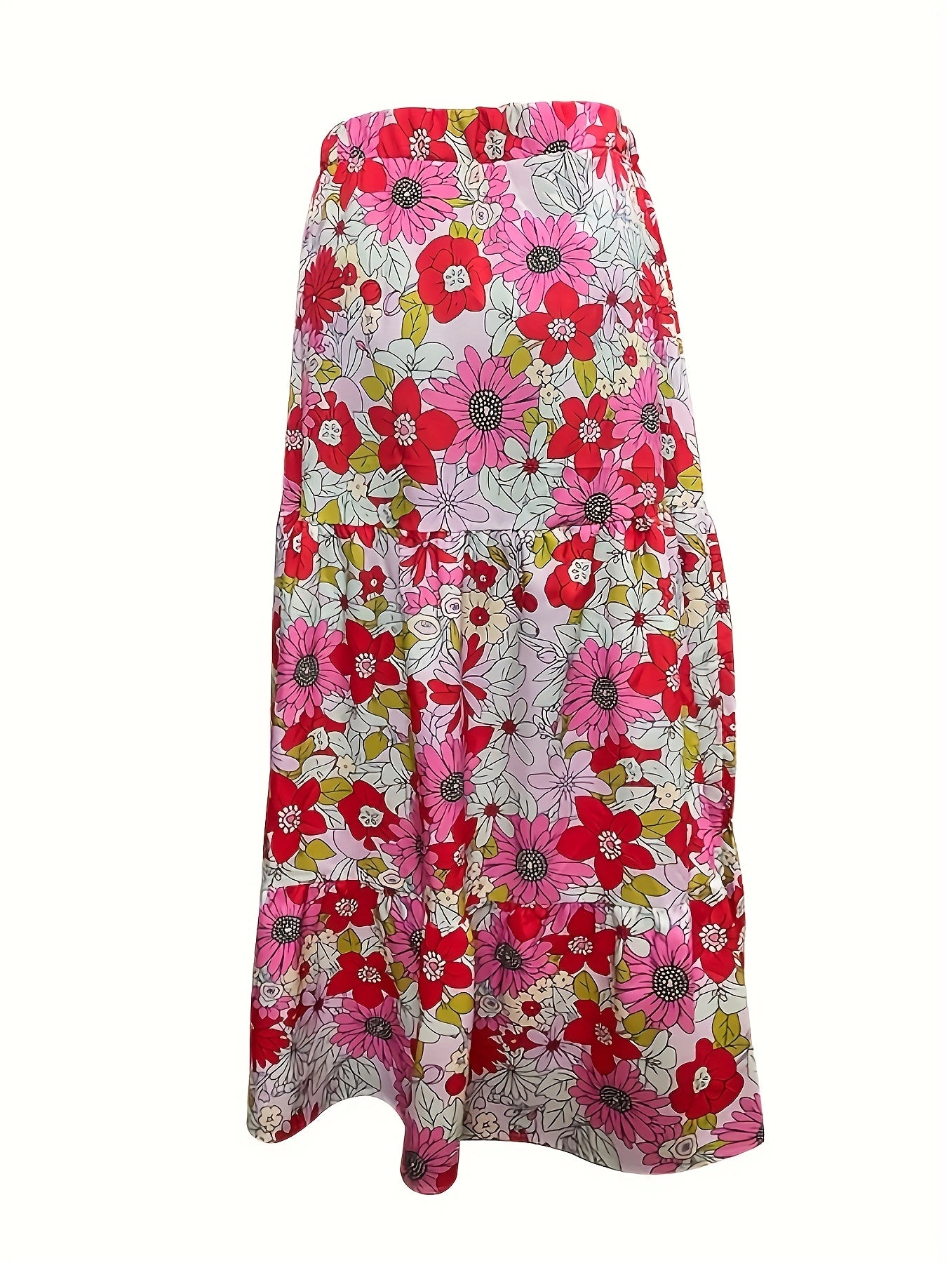  Floral Print Smock Maxi Skirt
