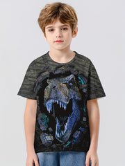 Boys' 3D Dino Graphic Tee for Outdoor Fun